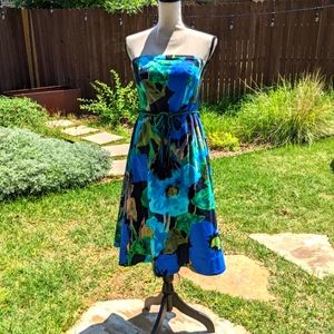 New Anthropologie strapless blue floral print sundress in size 12